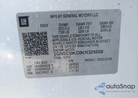 2019 Chevrolet Tahoe Lt from USA, damaged, VIN 1GNSCBKC0KR325658